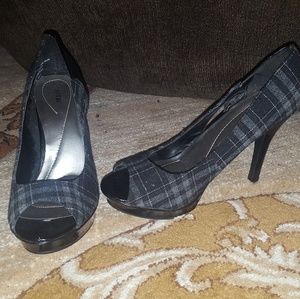 APT 9 Black and Gray Plaid Stilettos